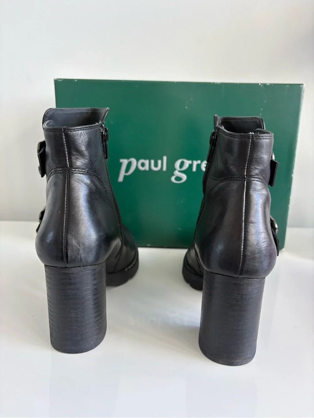 Paul Green moto block-heel ankle bootie sz 6.5